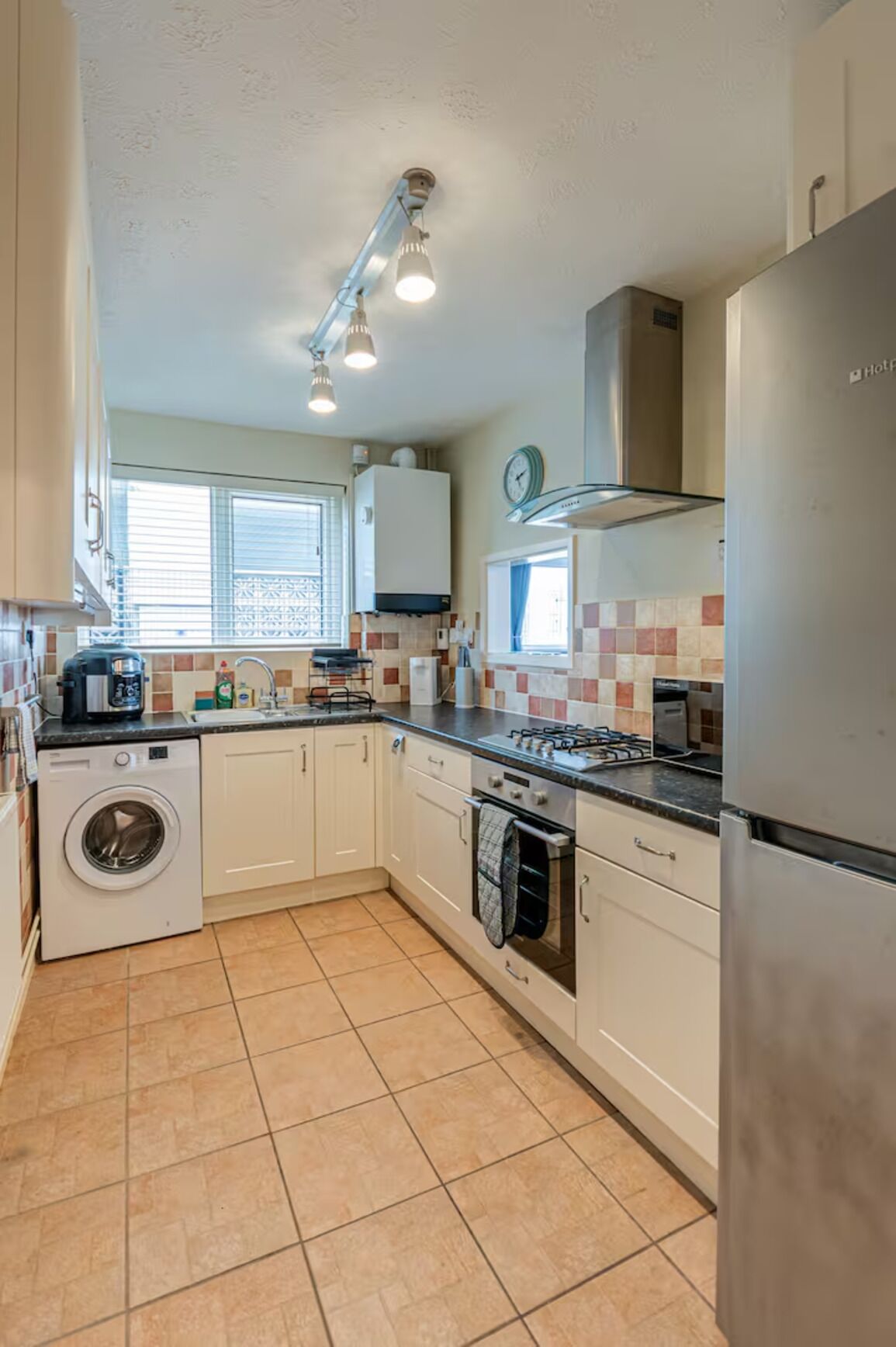 Fridge, microwave, oven, toaster