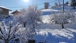 A snowy landscape with trees and a house. - Cosy Apartment “La Tanière” in Saint-Gervais-les-Bains (Saint-Gervais-les-Bains)