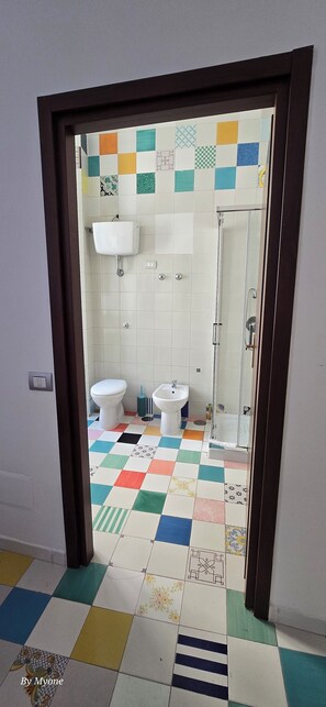 Dusche, Haartrockner, Bidet, Handtücher