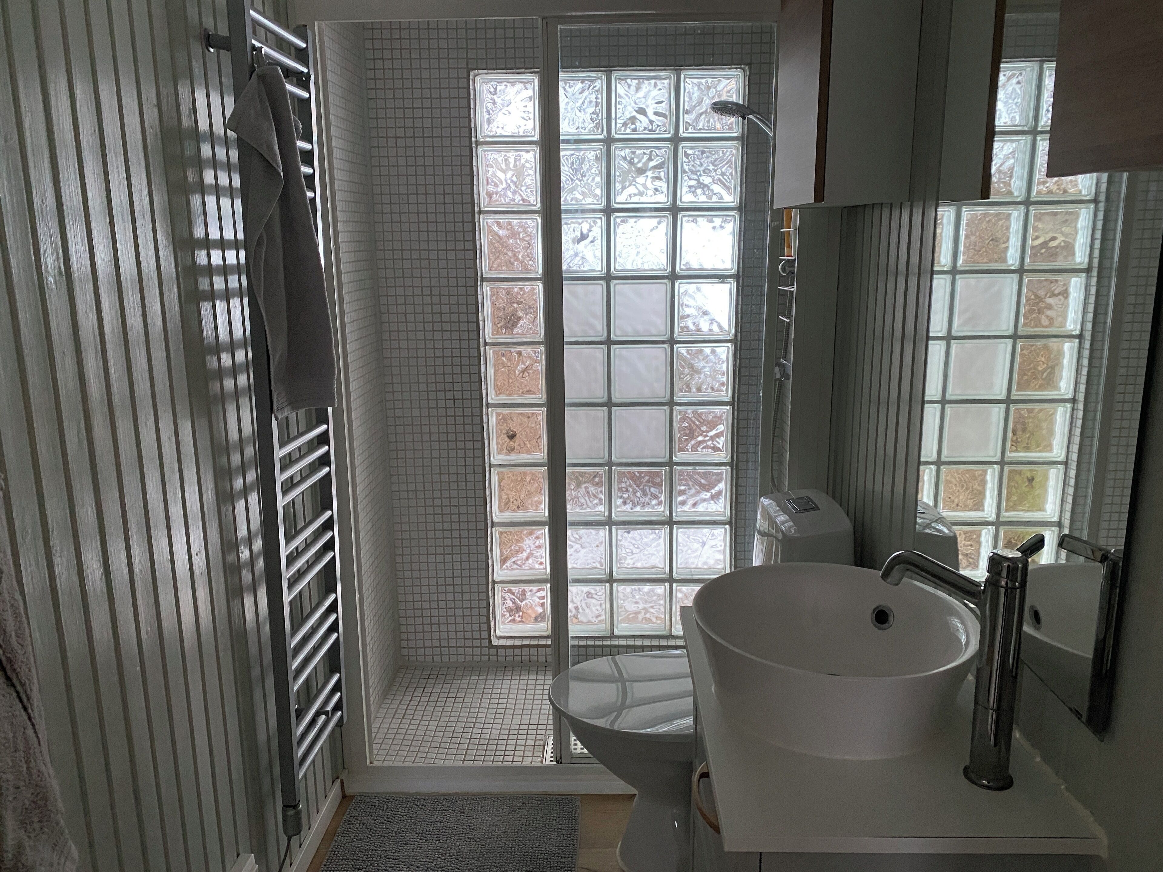 Hårtork, handdukar, tvål och toalettpapper