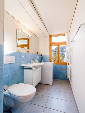Shower, hair dryer, towels - Lakefront Apartment in Spiez Bay (Spiez)