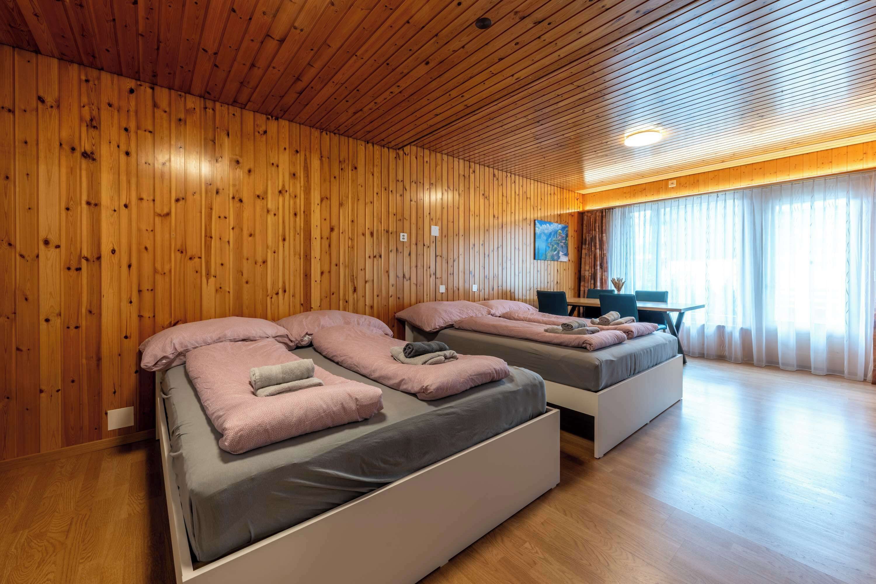 1 bedroom, desk, iron/ironing board, travel cot