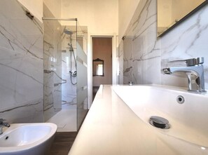 Regadera, secadora de cabello, bidet, toallas 