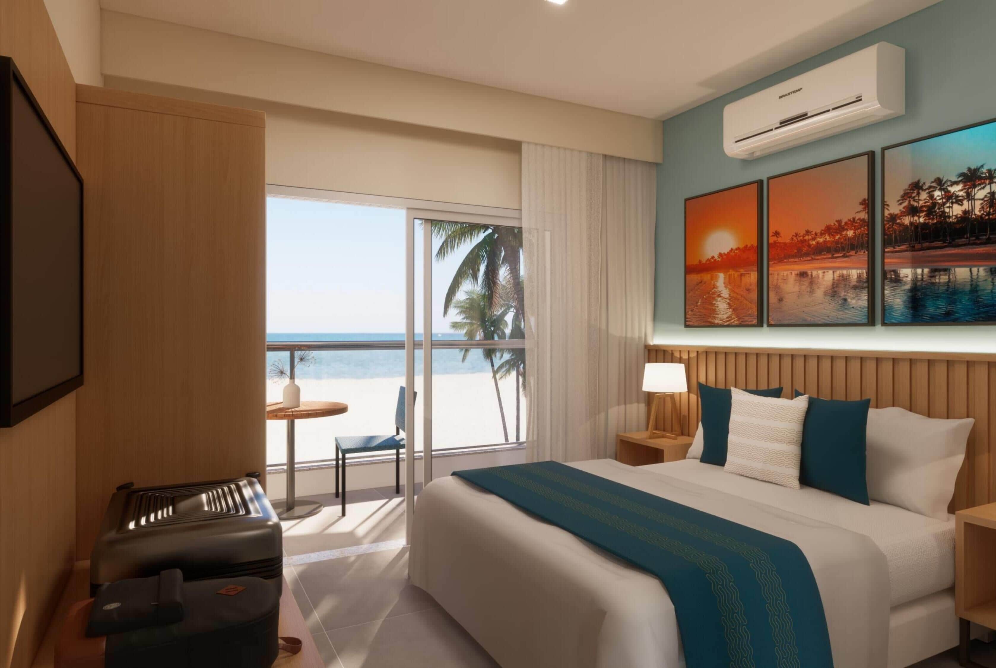 Quarto luxo, 1 cama Queen e sofá-cama, para não fumantes, vista para o oceano