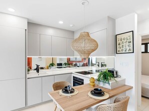 Fridge, stovetop - C312 - Charming Apartment with Balcony and View (Cole Bay)