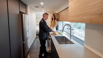 Two-Bedroom Loft | Private kitchen | Coffee/tea maker, fridge, microwave, oven