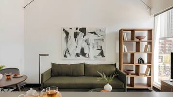 50-inch flat-screen TV with digital channels, streaming services