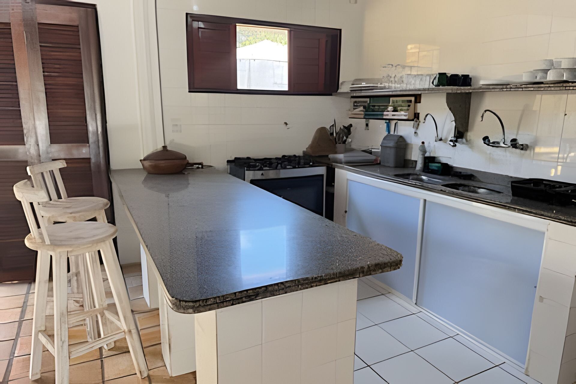 Family House, Patio, Pool View | Private kitchen