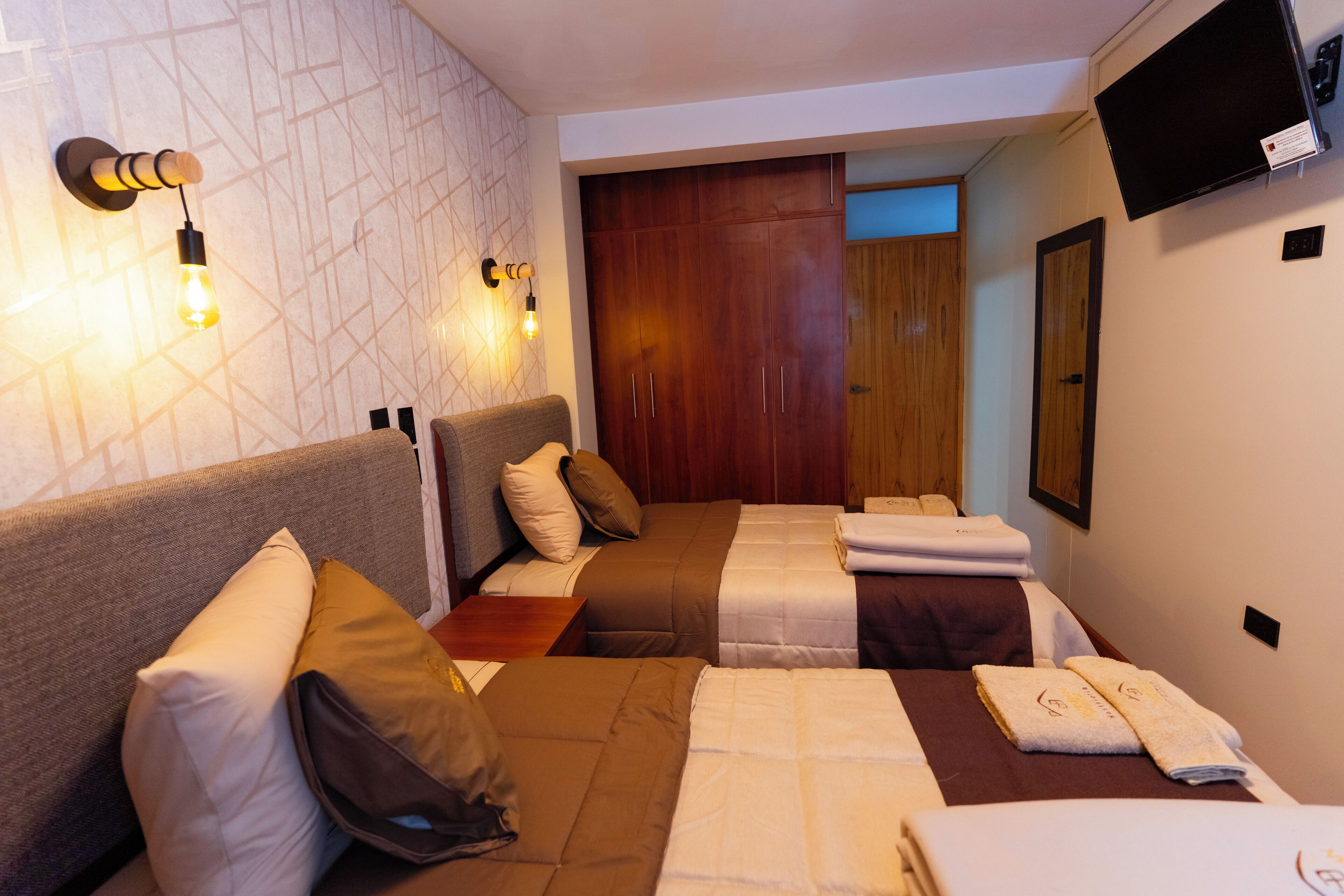 Basic Room | Desk, laptop workspace, blackout drapes, iron/ironing board