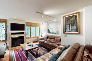 TV, fireplace - Cozy, Central 3BR W/fireplace and Hot tub (Telluride)