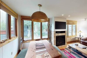 TV, fireplace - Cozy, Central 3BR W/fireplace and Hot tub (Telluride)