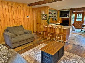 Smart TV, fireplace, video games, books