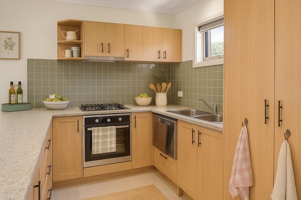 Private kitchen - Peaceful, cosy villa, luxury linen, short walk to Golf Club and Lake Hamilton. (Hamilton)
