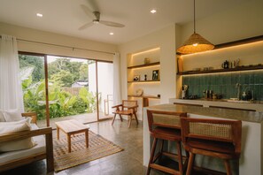 Villa, 1 Bedroom, Garden View | Private kitchen | Full-sized fridge, stovetop, coffee/tea maker, electric kettle