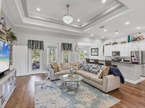 House, Multiple Beds, Pool Access, Pool View (CUT124) | Living area - 124 Cutlass Drive (Rotonda West)