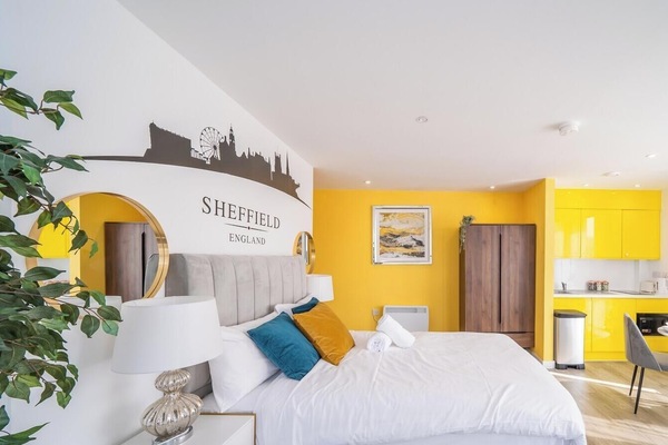 Bedroom & Lounge at Avo Apartments Short Lets & Serviced Accommodation