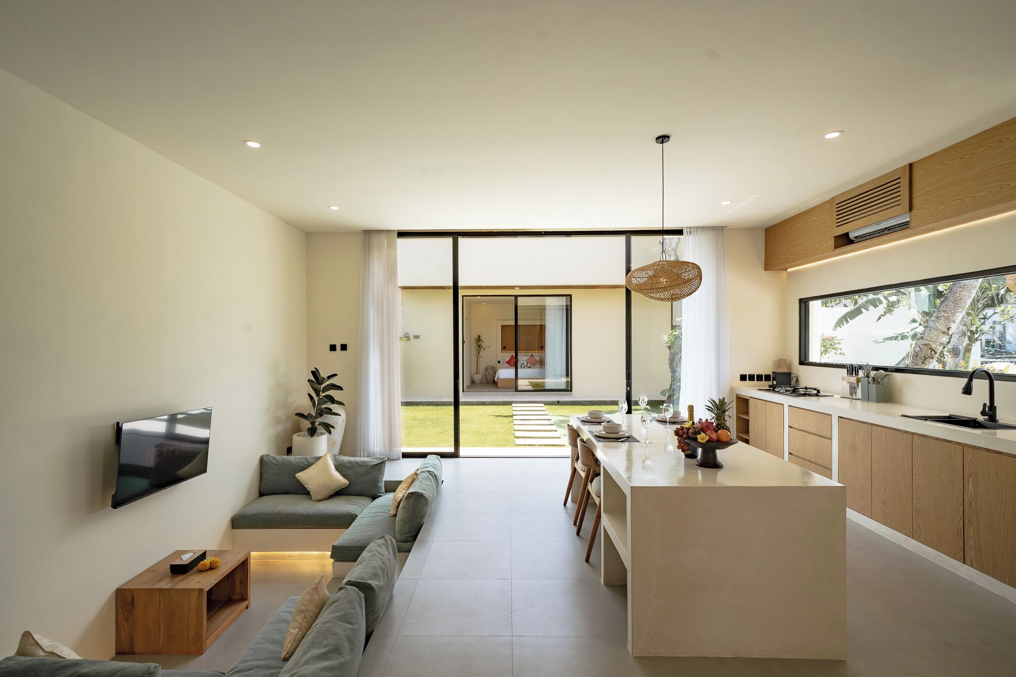 Villa, 3 Bedrooms, Patio, Pool View | Living area | 43-inch Smart TV with cable channels