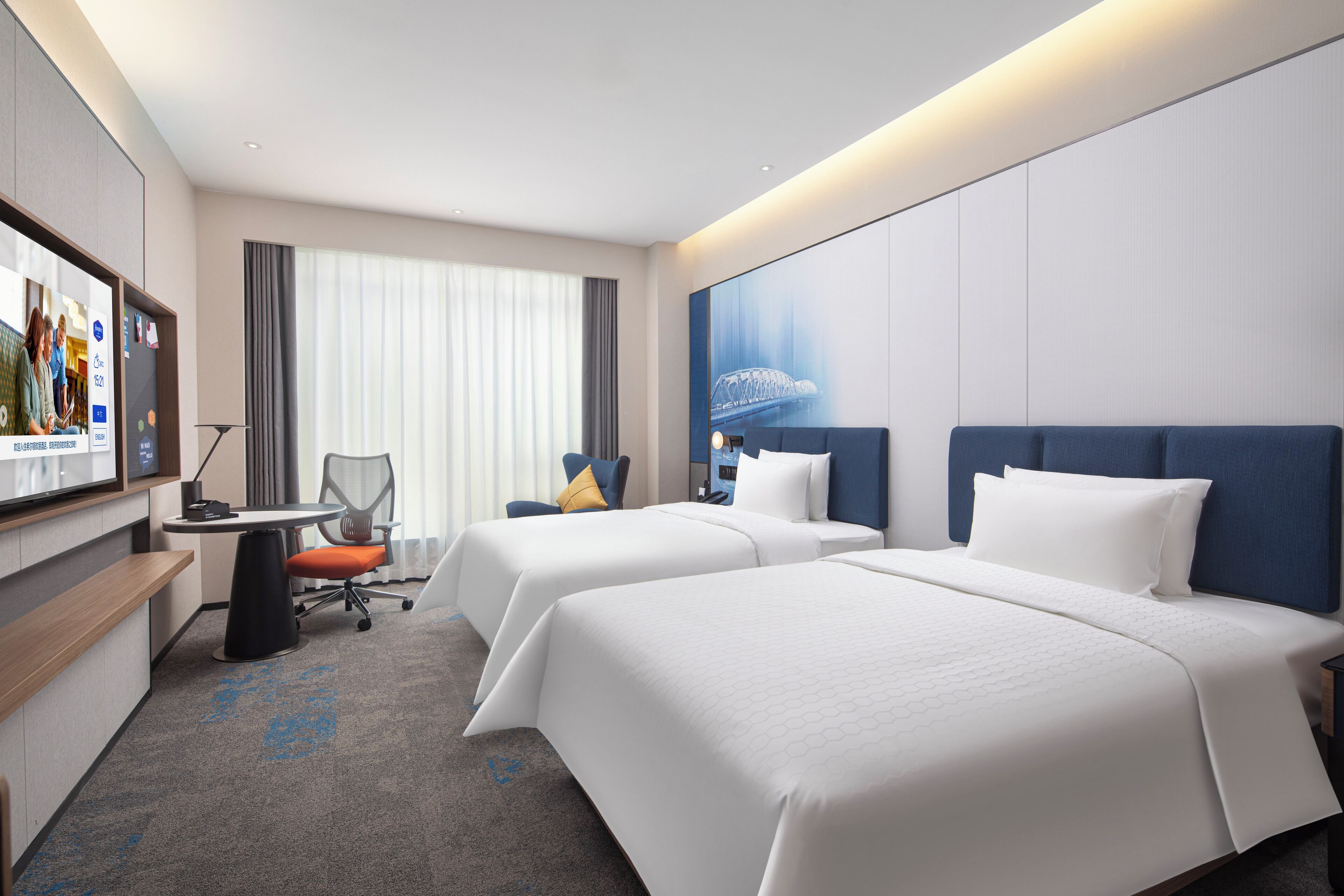 Habitación doble superior | Escritorio, espacio para trabajar con laptop y cortinas blackout 