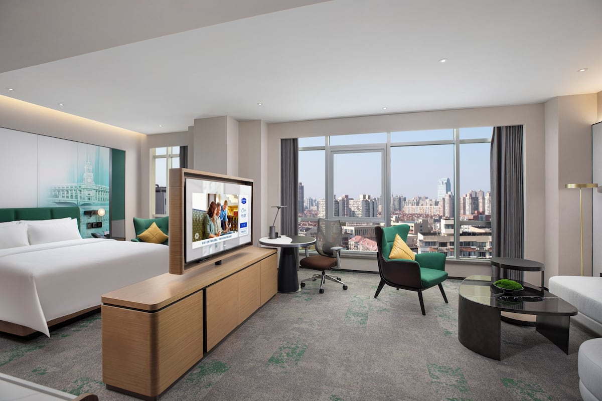 特级单人房, 城市景观 | 办公桌、笔记本电脑工作区、遮光窗帘、隔音