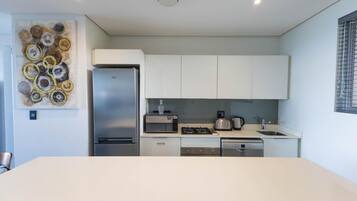 Fridge, microwave, stovetop, dishwasher