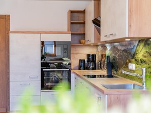 Coffee/tea maker, fridge, microwave, oven - Apartment with mountain view in Salzburg Land (Uttendorf)