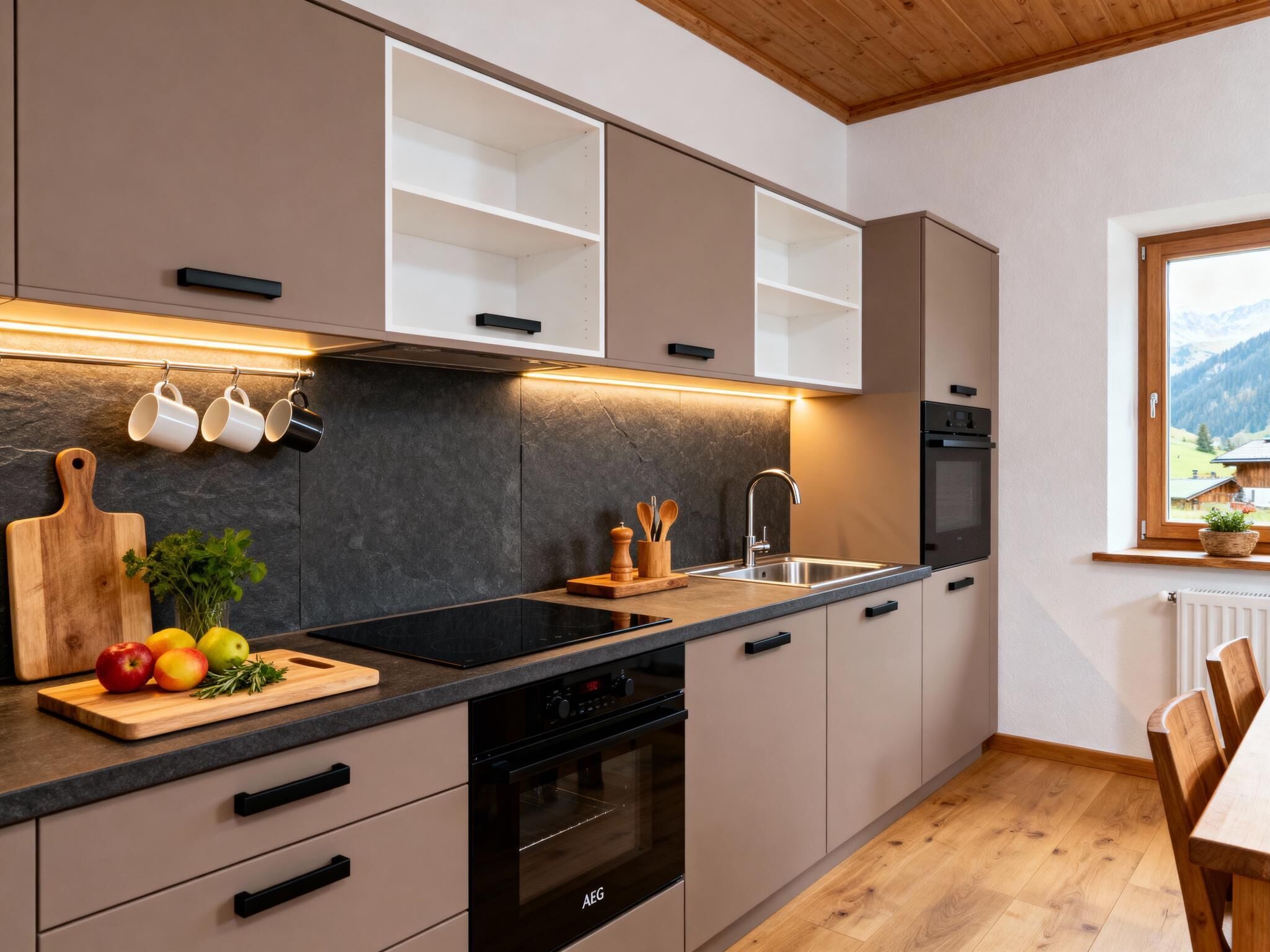 Køleskab, ovn, kogeplade, kaffe-/temaskine