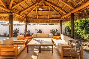 Terrace/patio - Azure Tiki Gardens: Private Resort Pool, Large Tiki Hut & Full Outdoor Kitchen (Palm Beach Gardens)