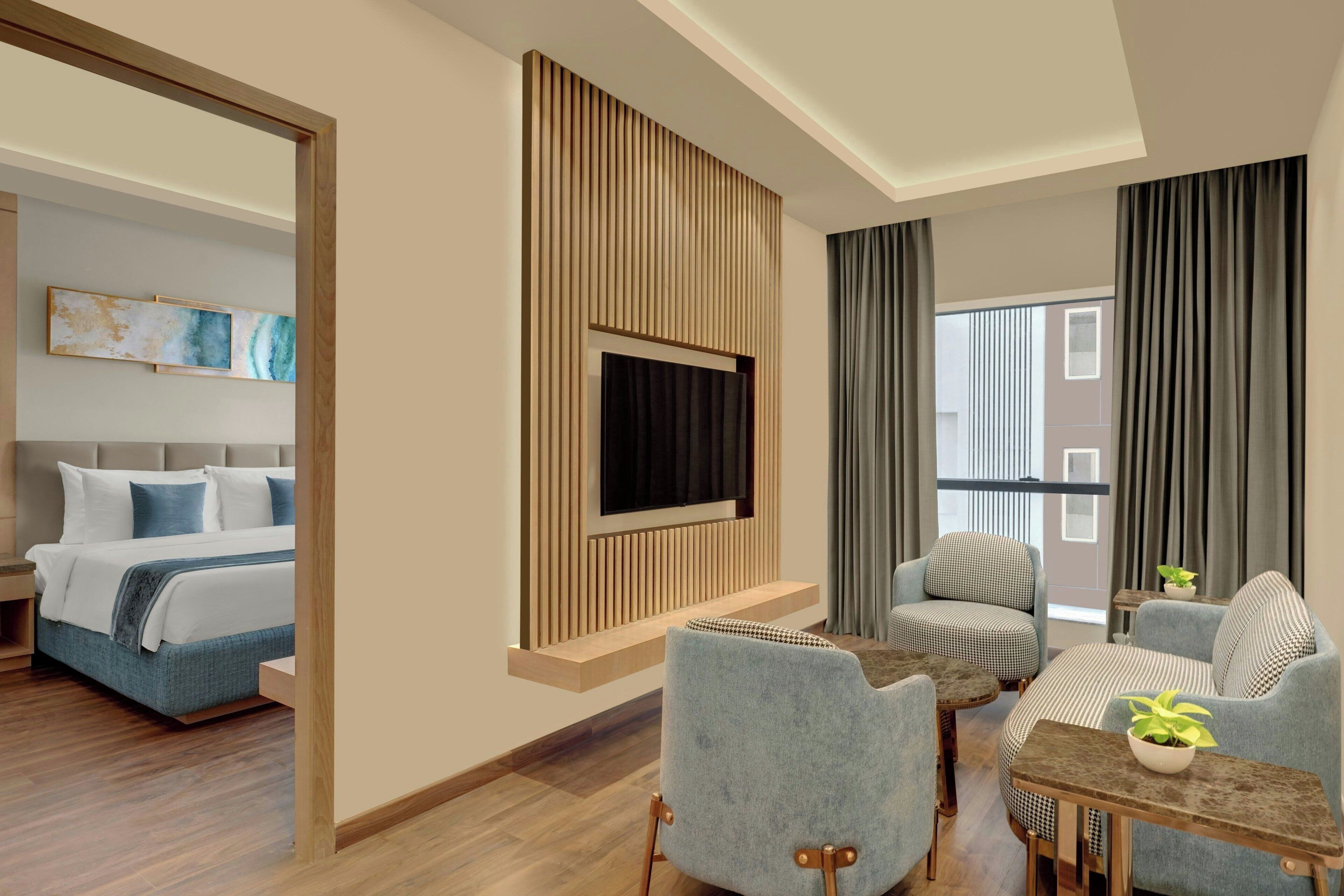 Svit - 1 kingsize-säng - utsikt mot staden | Vardagsrum