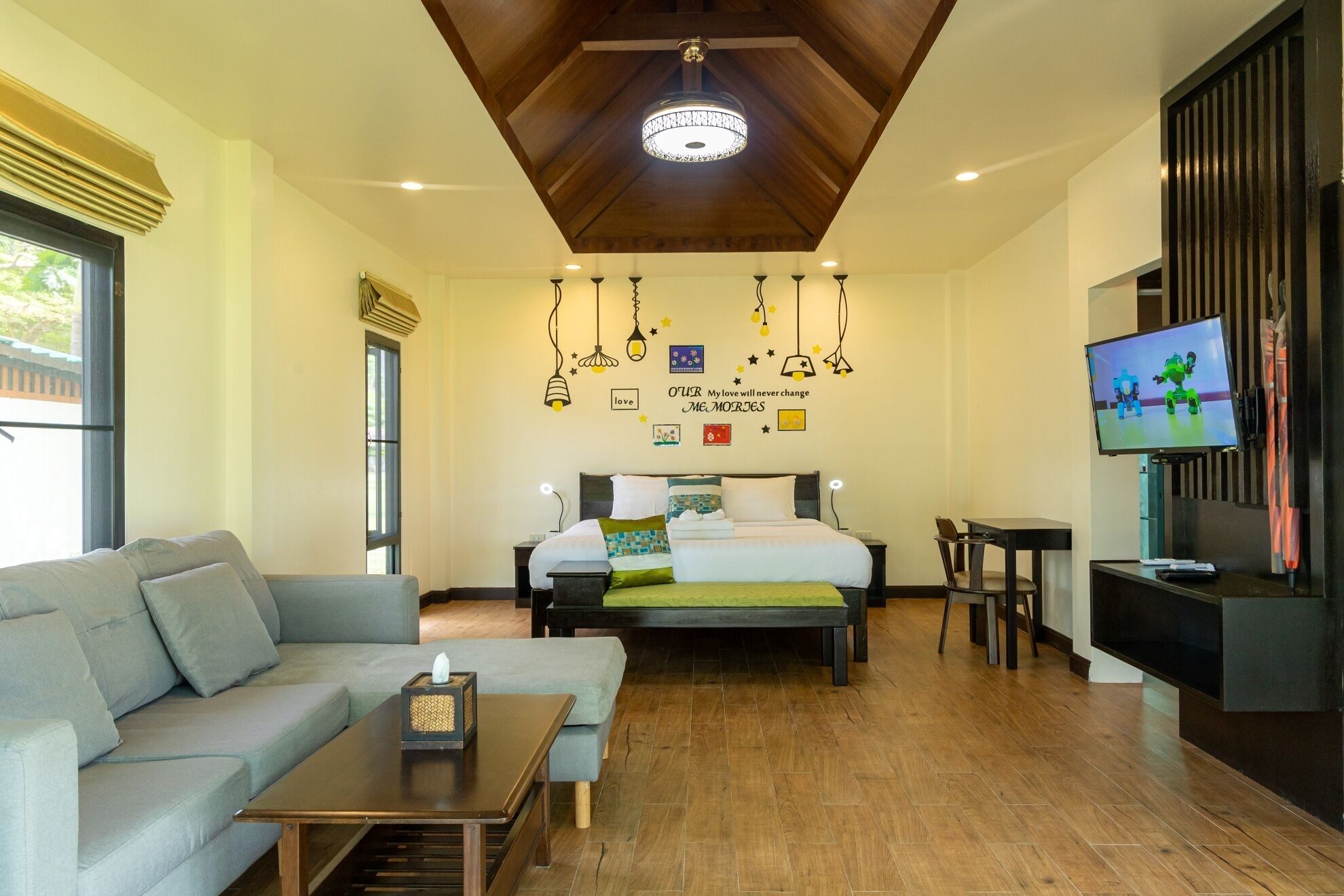 1 Bedroom Garden Villa | Cofres nos quartos, escrivaninha, cortinas blackout