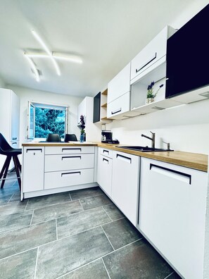 Basic Apartment | Private kitchen | Fridge, oven, stovetop, dishwasher