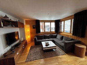 TV - Very comfortable 3 room apartment for 4 people: Living room - kitchen with dishwasher and Nespresso (Grimentz)