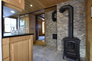 Interior - 3 room duplex of average comfort for 5 people in the old village : Living room with dining area and (Grimentz)