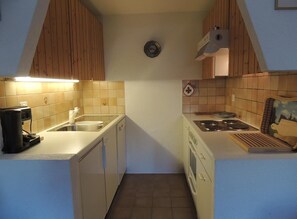 Fridge, oven, stovetop, dishwasher - 3-room apartment for 5 persons : Living room with not usable wood stove - 1 room with 2 beds - 1 roo (Grimentz)