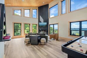 TV, fireplace, offices - Mountain Views | Swim Spa | EV | Dog Friendly (Sevierville)