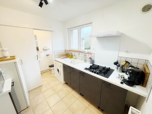 Fridge, microwave, toaster