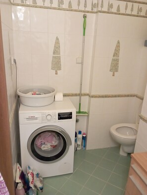 Secador de cabelo, toalhas de banho, sabonete 