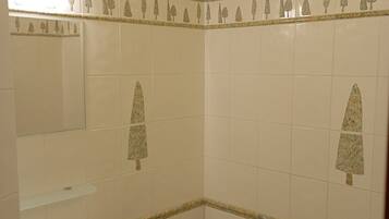 Hair dryer, towels, soap