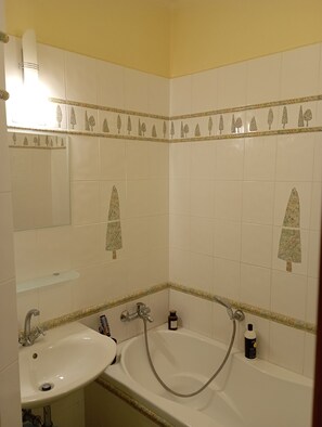 Hårtork, handdukar och tvål