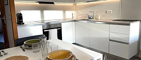 Fridge, microwave, dishwasher