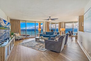 TV - 2BD Coastal-Luxe Oceanfront Retreat w/ Lanai, AC & Stunning Maui Views-Royal Kahana 1010 (Lahaina)