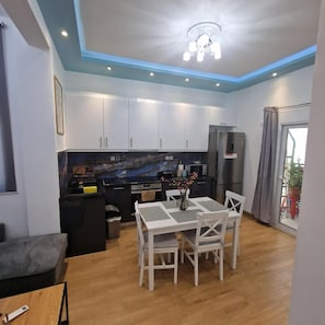 Apartment, 1 Bedroom, Smoking, Balcony | Dining room - Luxury Apartment Kato Patissia (Athens)