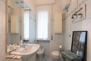 Sèche-cheveux, serviettes fournies, savon, papier toilette
