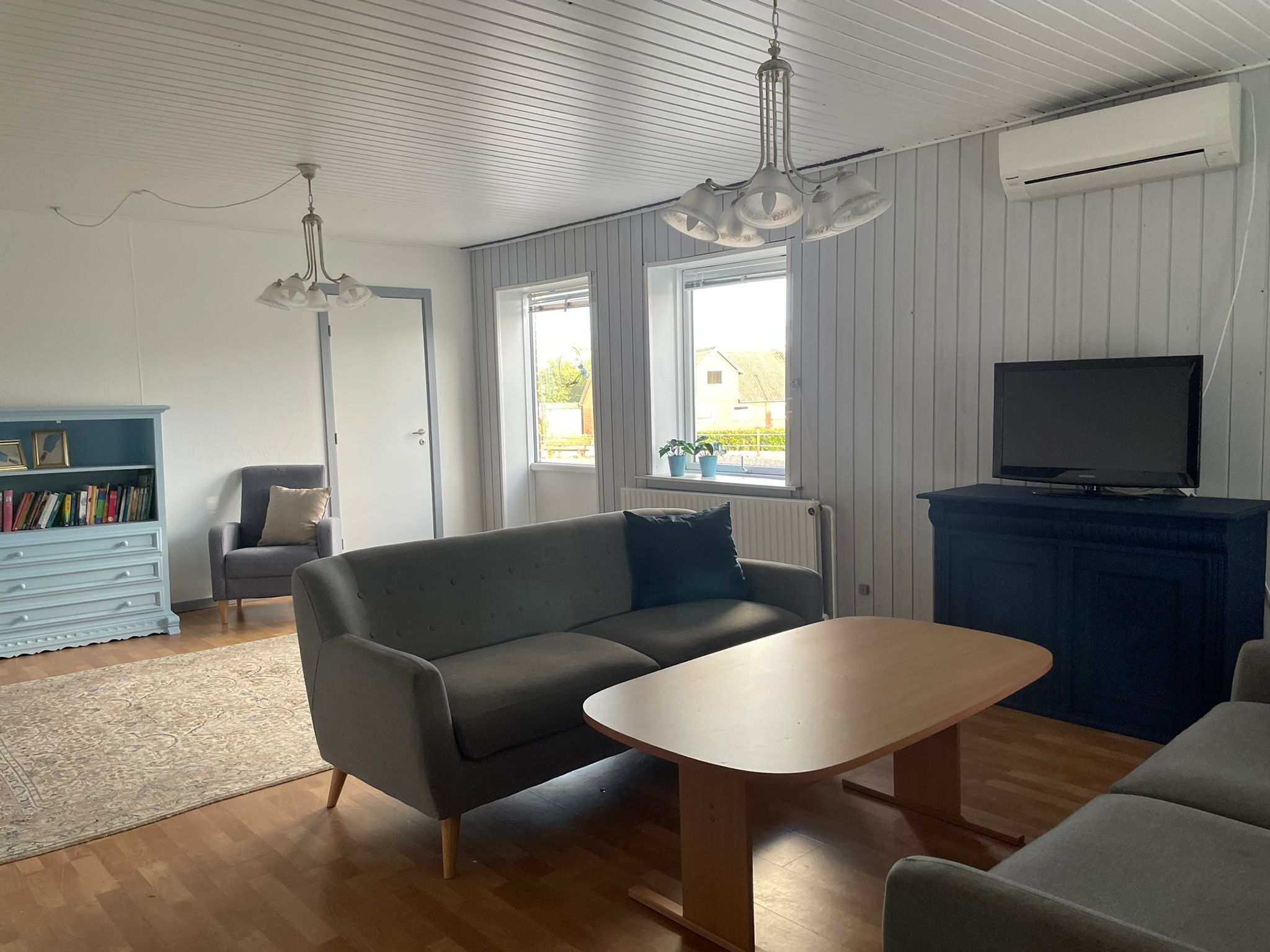 Smart TV, DVD player, books, video library