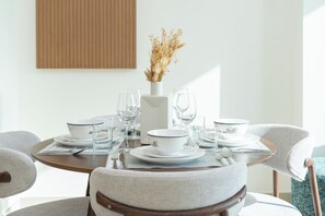 Exclusive Apartment, City View | In-room dining - PVH - Serene 1BR - Binghatti House (Dubai)