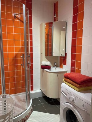 Regadera y papel de baño 