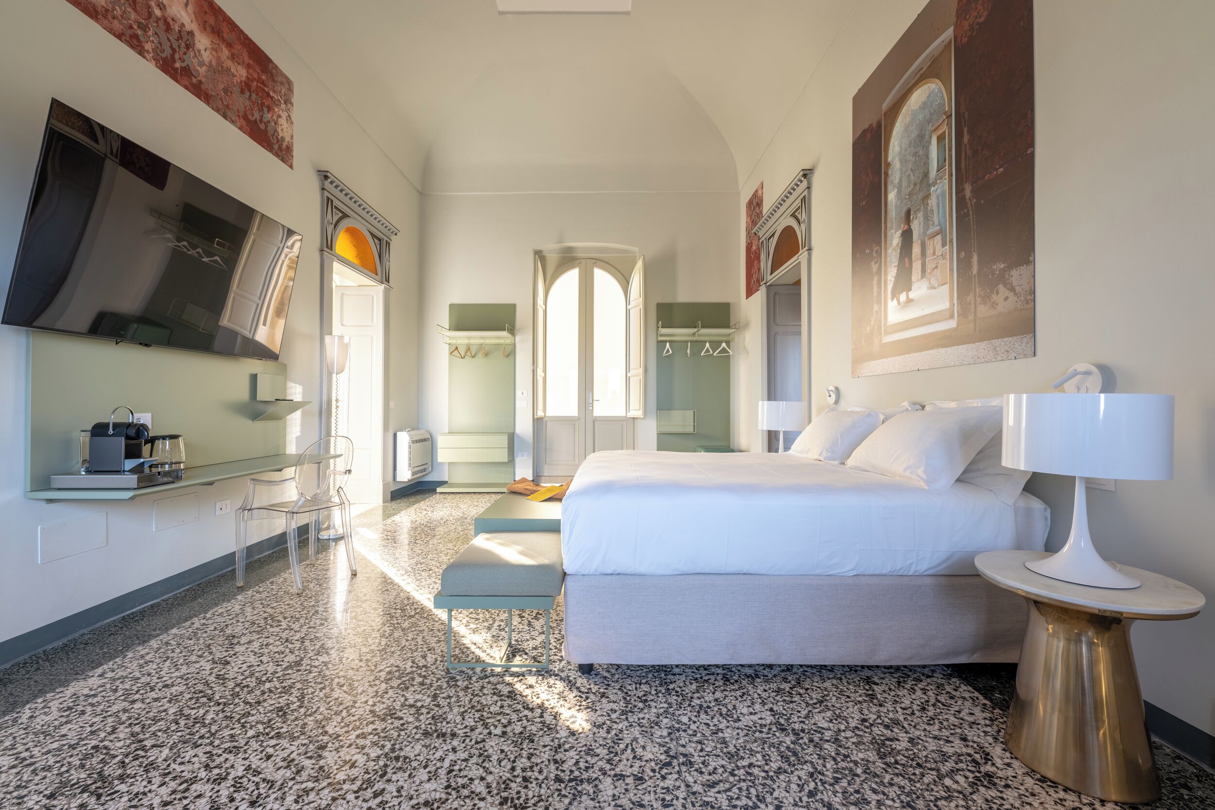 Appartement, balcon, vue jardin