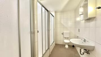 Shower, towels, soap, shampoo