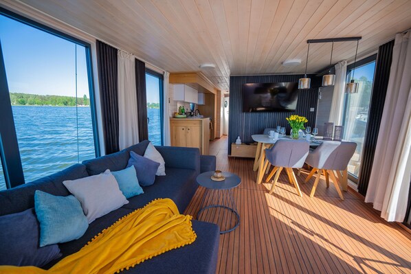 Televisión y chimenea 