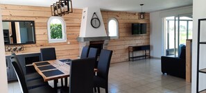 Dining - Holiday Home "Gîte with Game Room" with Private Terrace, Garden & Wi-Fi (Montfarville)