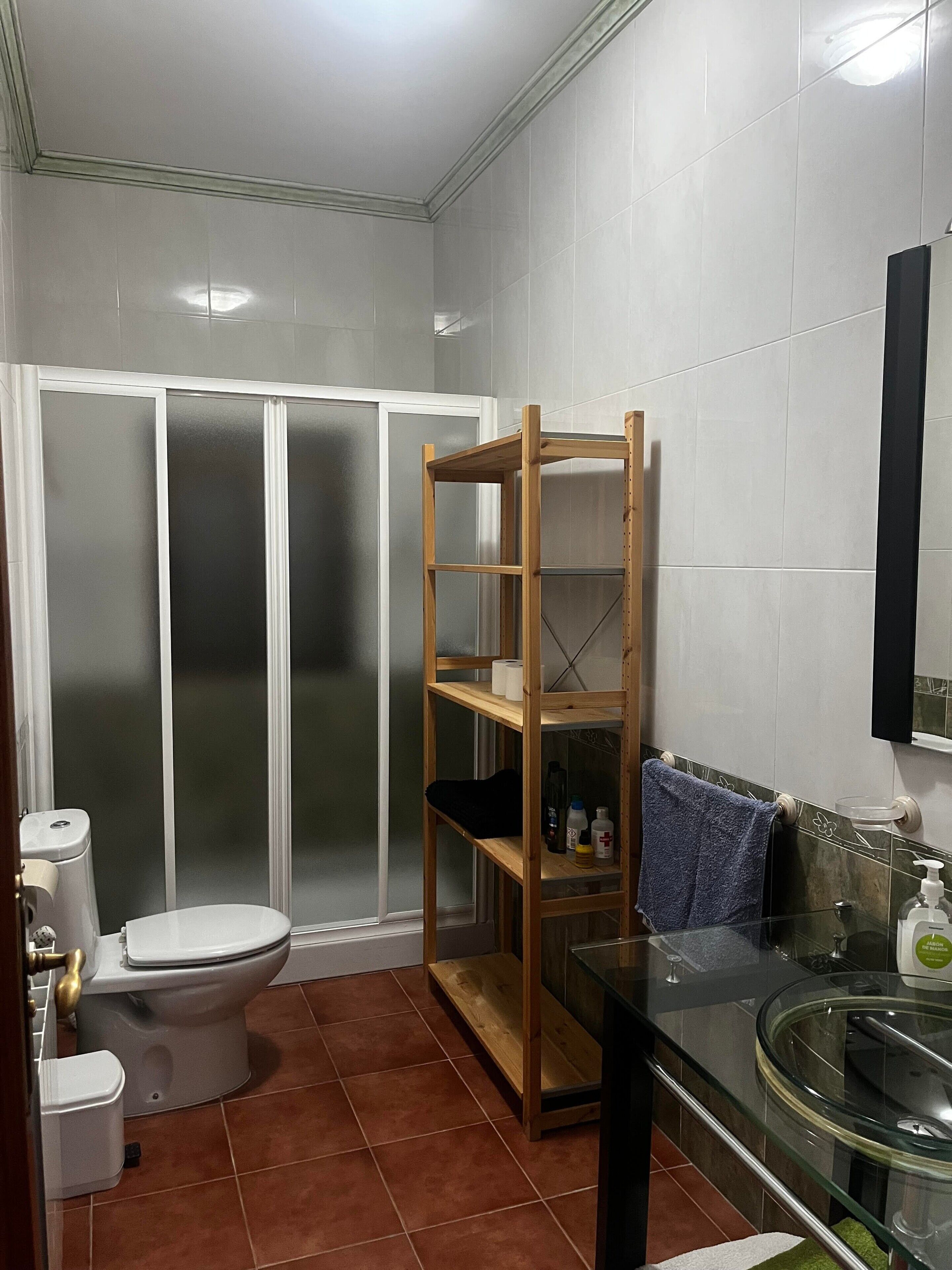 Regadera, secadora de cabello, toallas 